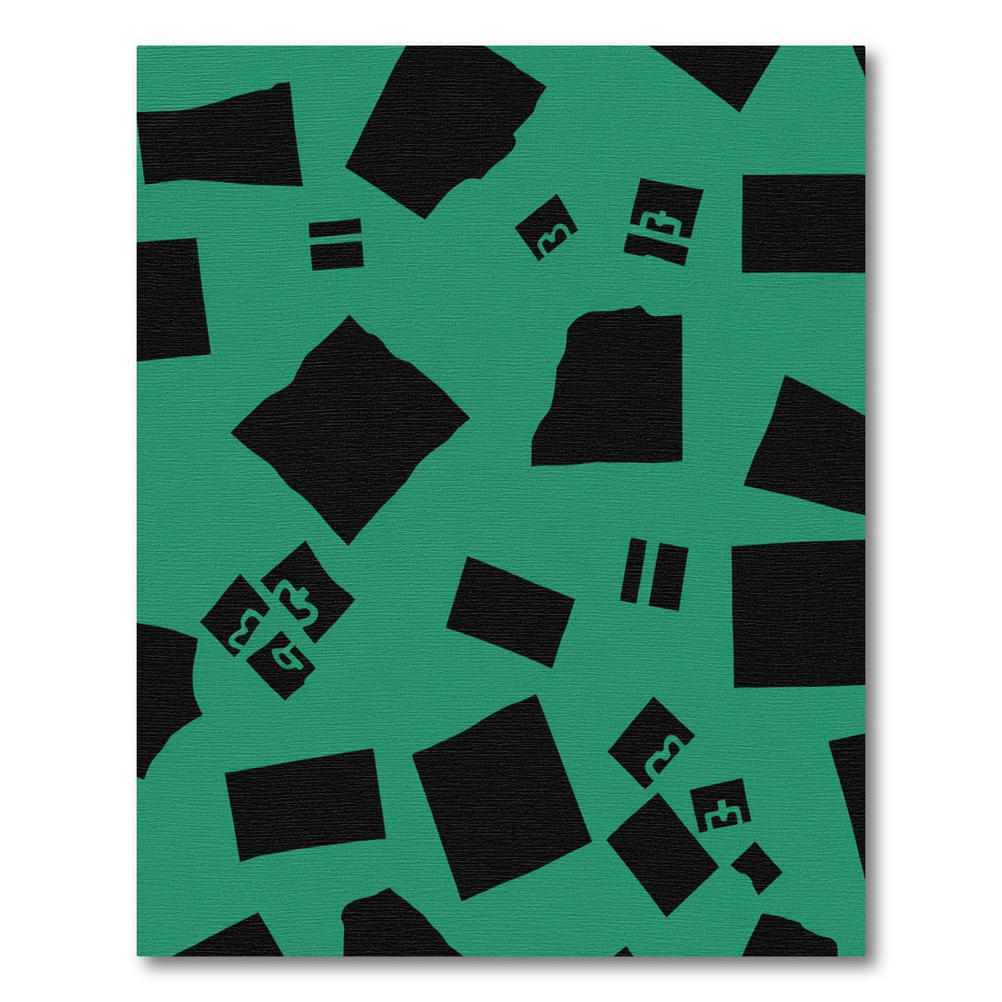 Teal Black Abstract Block Composition Rug