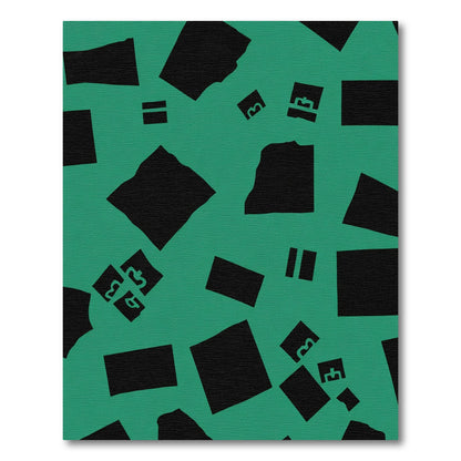Teal Black Abstract Block Composition Rug