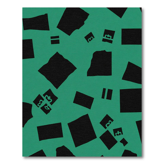 Teal Black Abstract Block Composition Rug