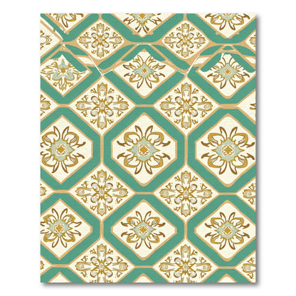 Teal Golden Medallion Geometric Rug