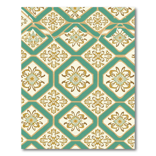 Teal Golden Medallion Geometric Rug