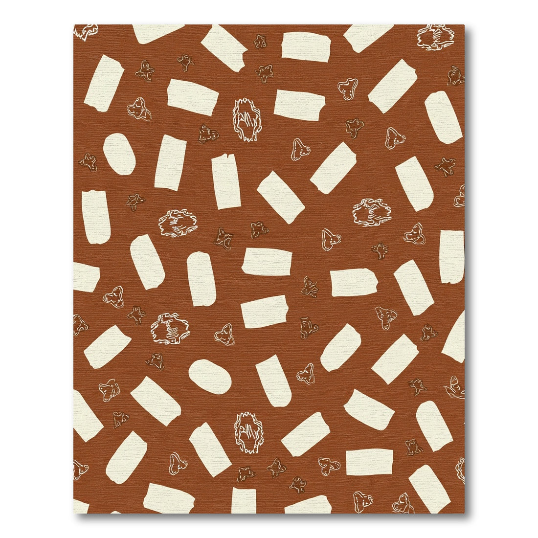 Cream Shapes Scatter On Brown Field Rug