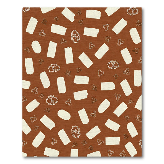 Cream Shapes Scatter On Brown Field Rug