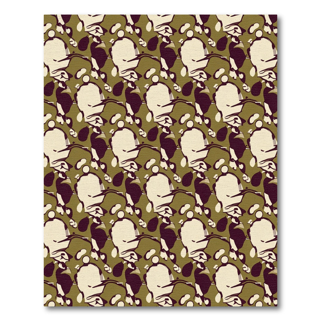 Abstract Organic Shapes Olive Cream Black Rug