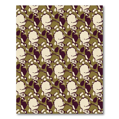 Abstract Organic Shapes Olive Cream Black Rug