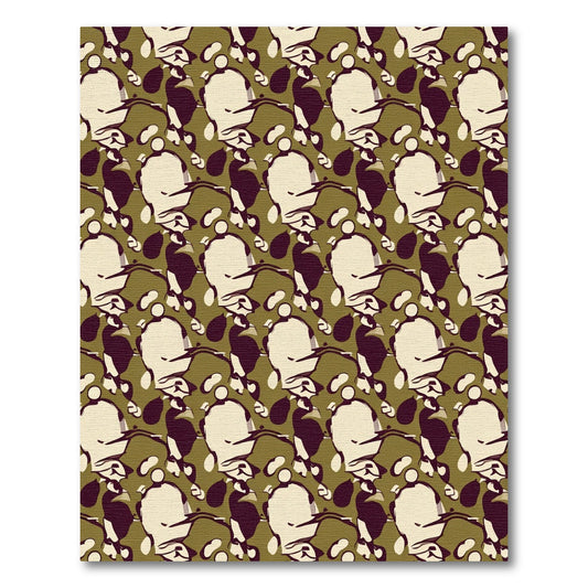 Abstract Organic Shapes Olive Cream Black Rug