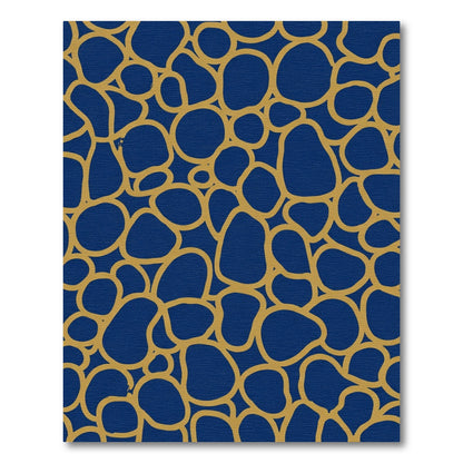 Deep Blue Gold Organic Shapes Rug
