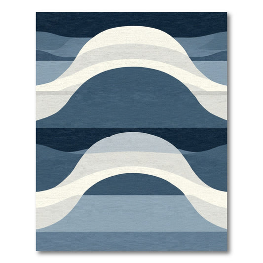 Abstract Navy Blue Wave Landscape Rug
