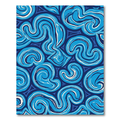 Deep Blue Swirling Abstract Waves Rug