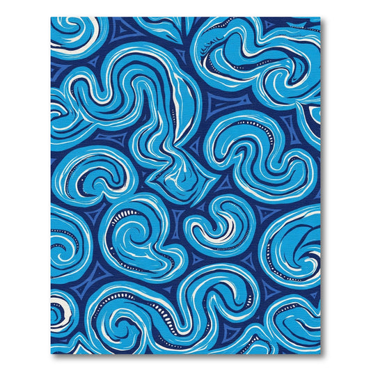 Deep Blue Swirling Abstract Waves Rug