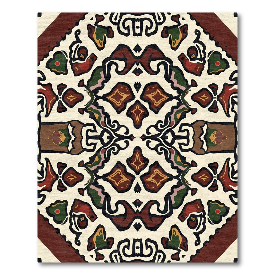 Rich Earthy Medallion Scrollwork Rug