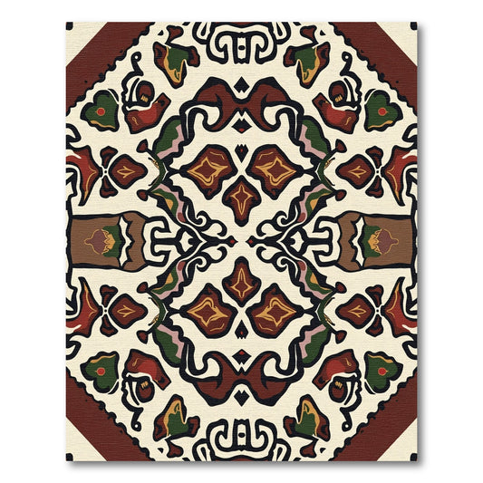 Rich Earthy Medallion Scrollwork Rug