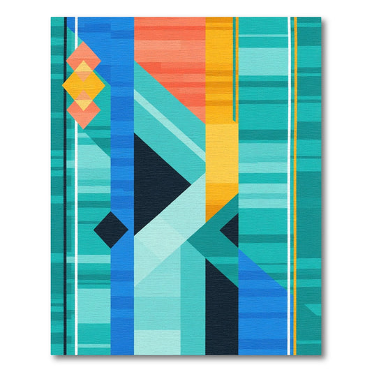 Abstract Blue Orange Geometric StripesRug Rug