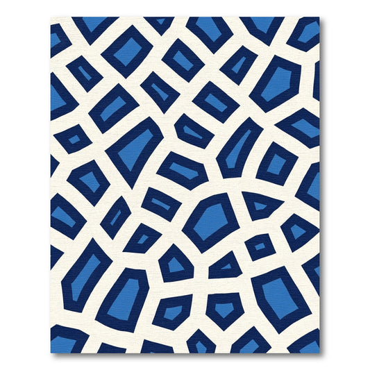 Deep Blue Geometric Irregular Shapes Rug
