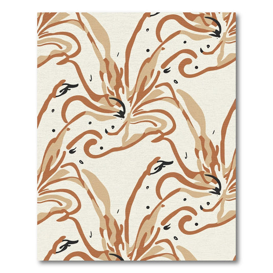 Biege Brown Abstract Swirl Organic Rug
