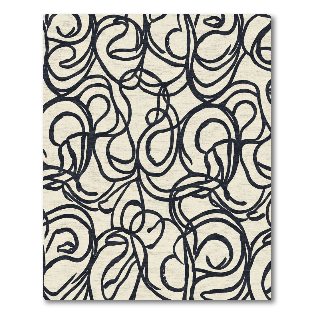 Cream Swirl Calligraphy Abstract Rug