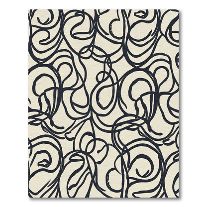 Cream Swirl Calligraphy Abstract Rug