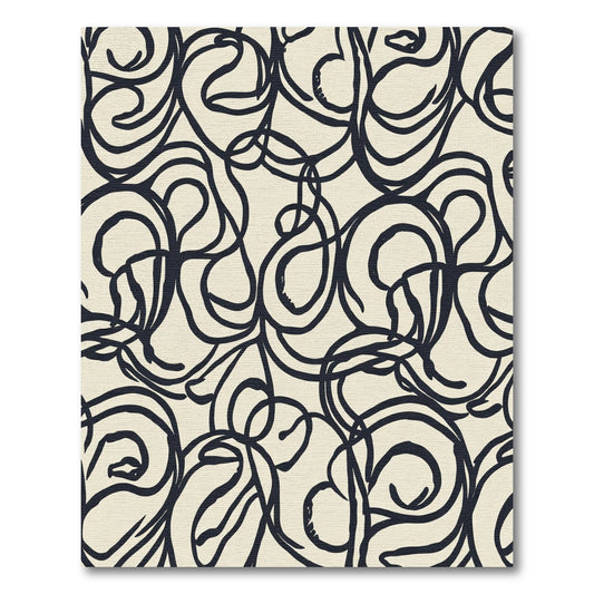 Cream Swirl Calligraphy Abstract Rug