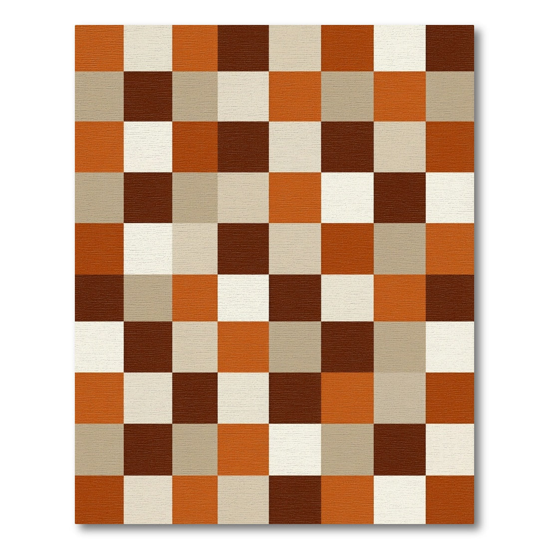 Earthy Tone Checkerboard Squares Rug