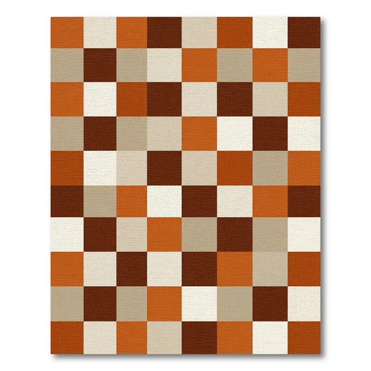 Earthy Tone Checkerboard Squares Rug