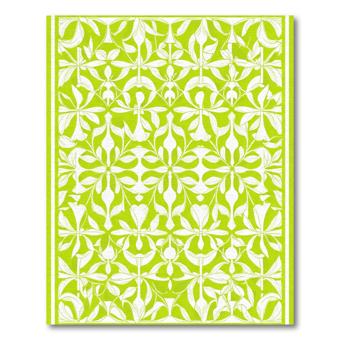 Vibrant Lime Floral Symmetry Rug