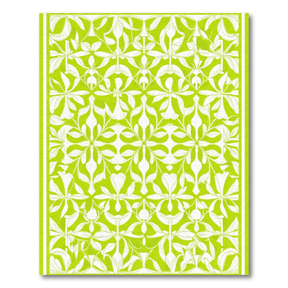 Vibrant Lime Floral Symmetry Rug