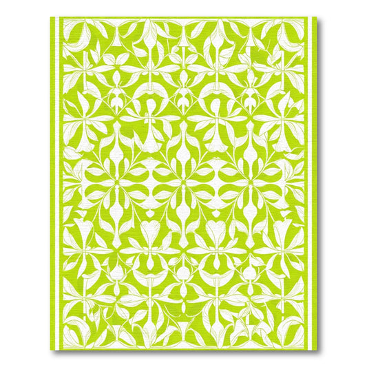 Vibrant Lime Floral Symmetry Rug