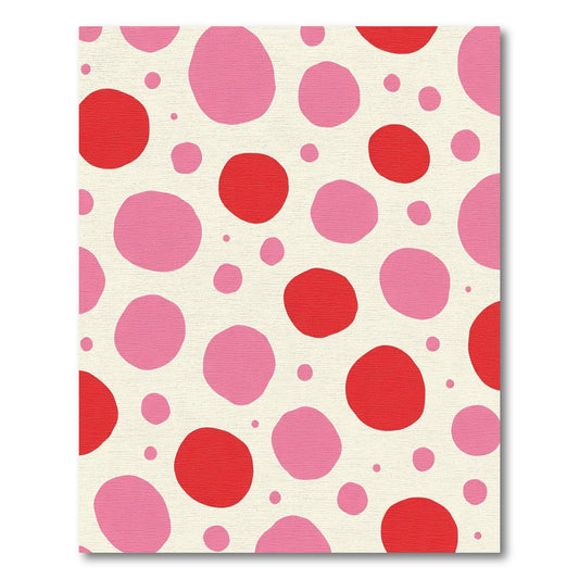 Whimsical Red Pink Polka Dot Field Rug