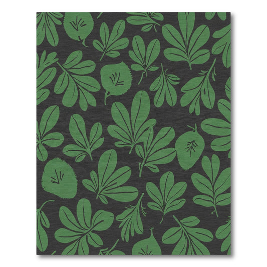 Dark Green Leafy Botanical Arrangement Rug