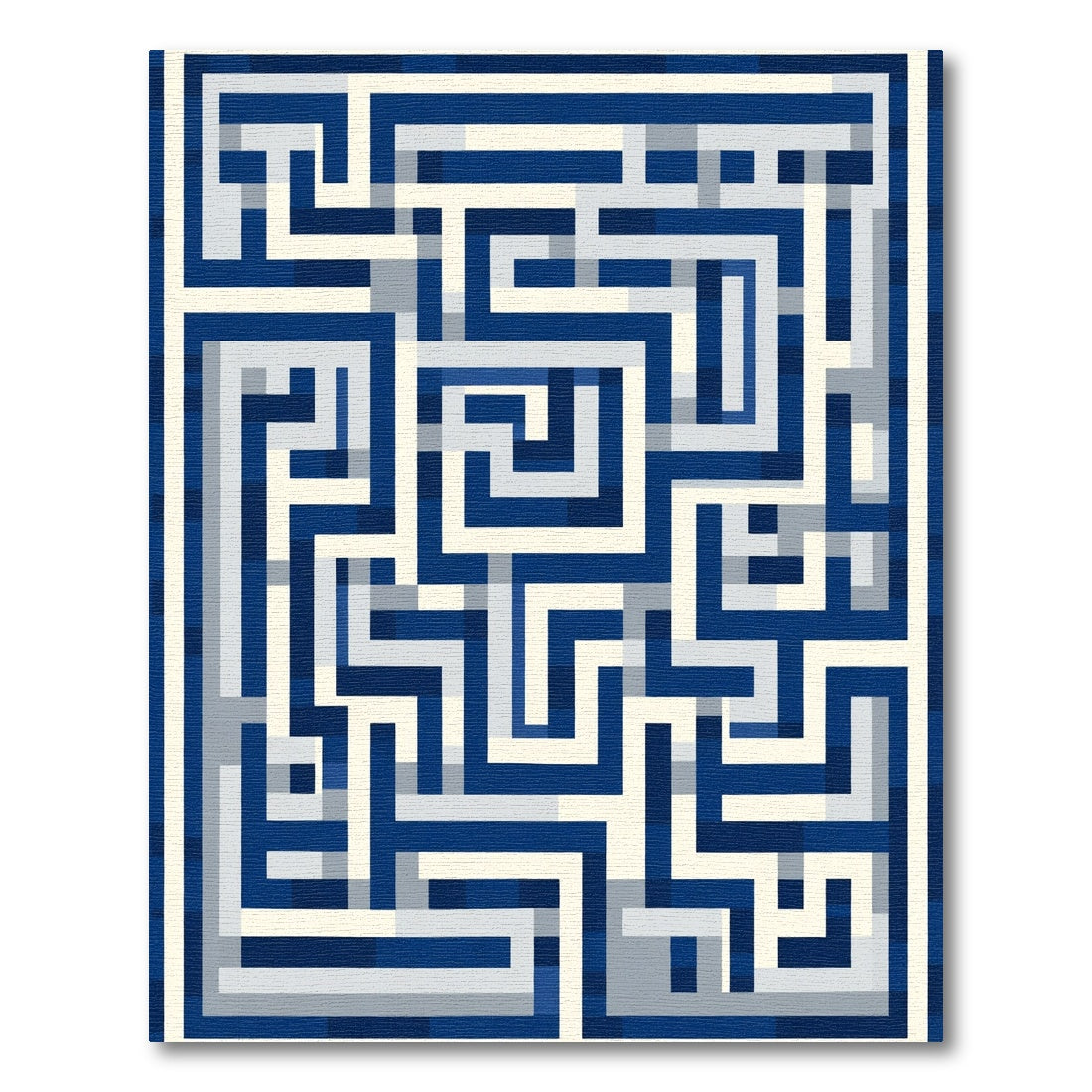 Navy Blue Geometric Maze Rug