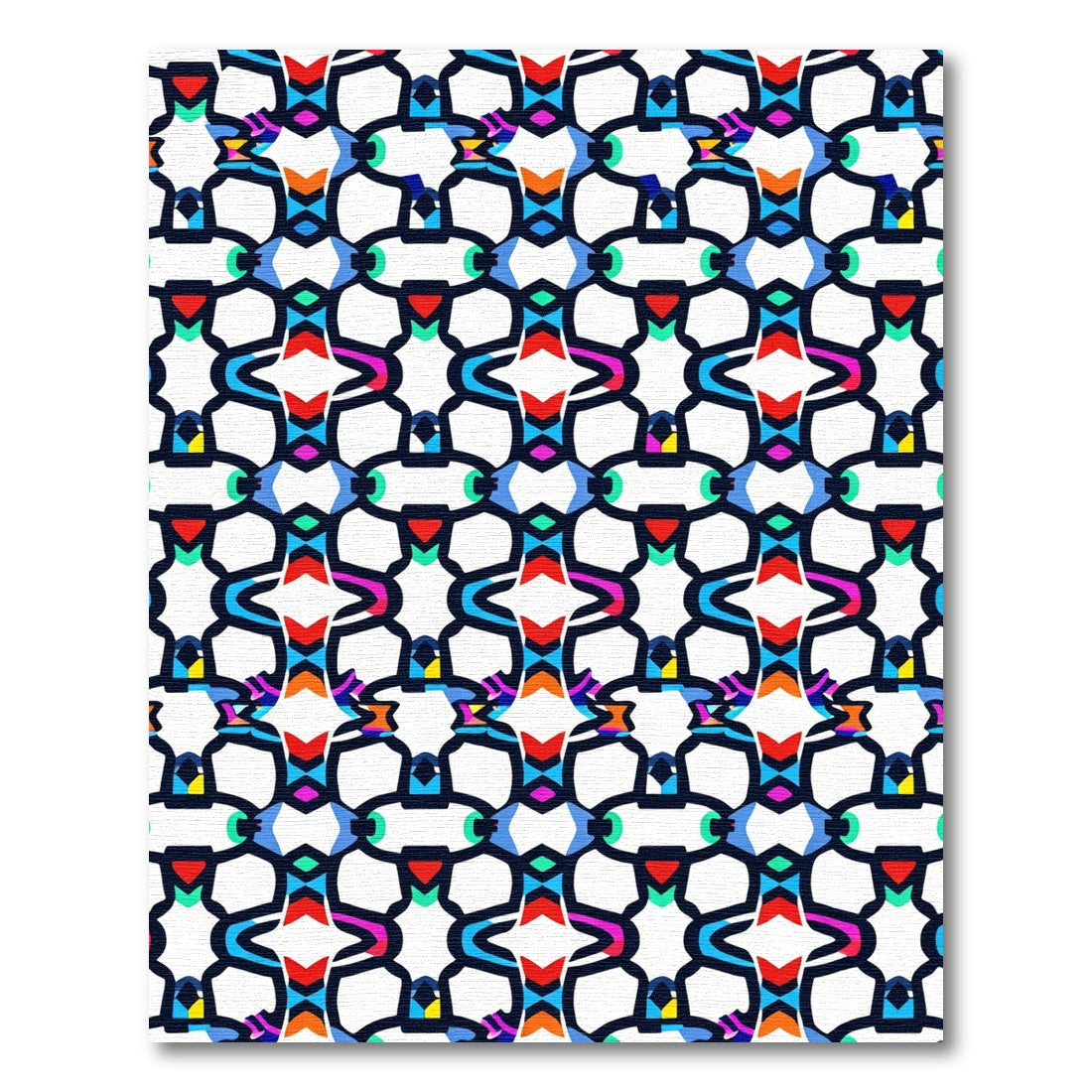 Vivid Abstract Geometric Interlocking Shapes Rug