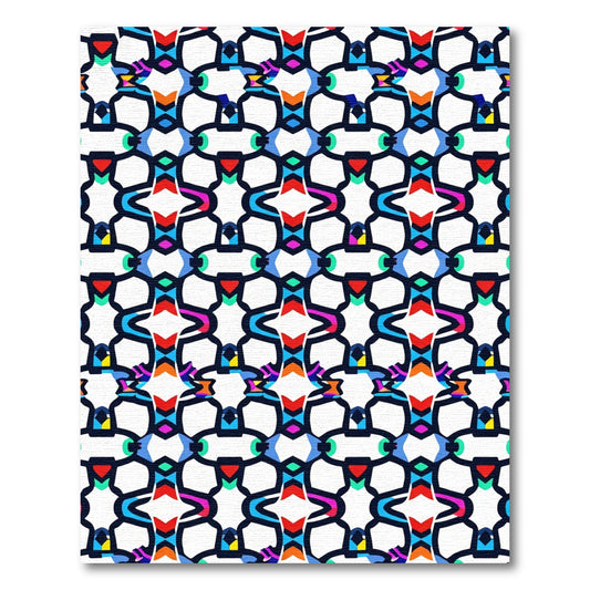 Vivid Abstract Geometric Interlocking Shapes Rug