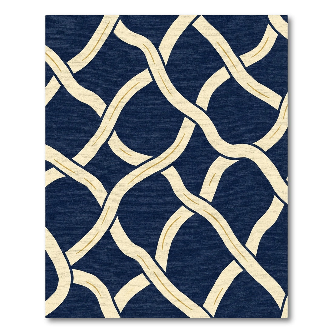 Navy Cream Interlocking Organic Vine Rug