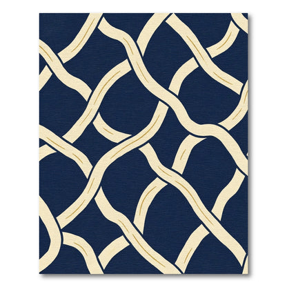 Navy Cream Interlocking Organic Vine Rug