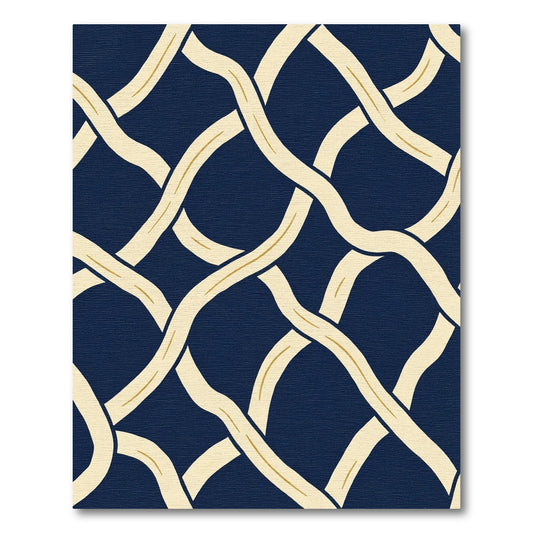Navy Cream Interlocking Organic Vine Rug