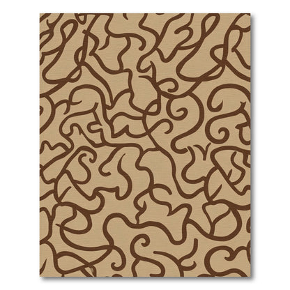 Brown Swirls on Tan Background Rug