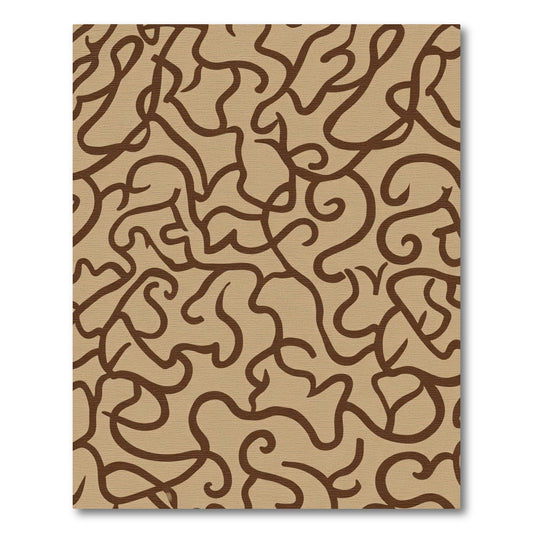 Brown Swirls on Tan Background Rug