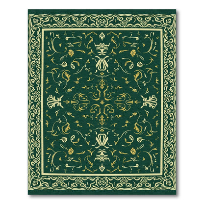 Elegant Green Floral Vine Medallion Rug