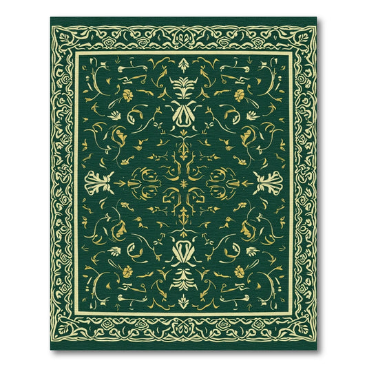 Elegant Green Floral Vine Medallion Rug