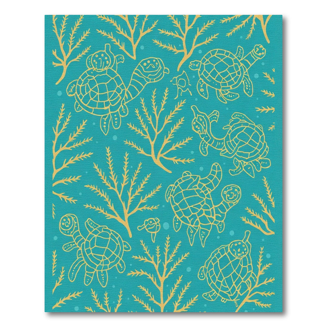 Teal And Yellow Sea Turtle Swirl Rug