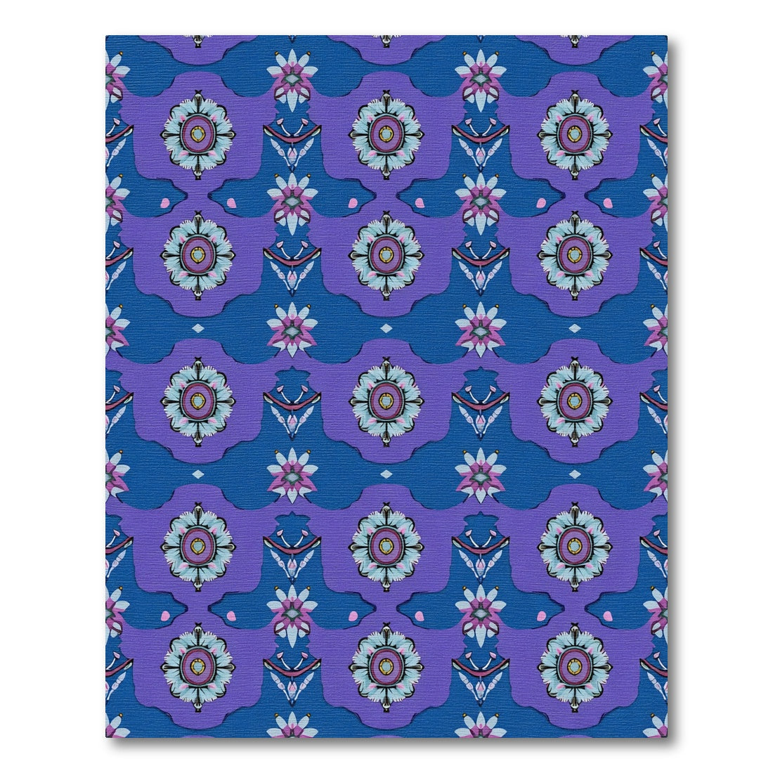 Fabulous Blue Purple Floral Medallion Rug