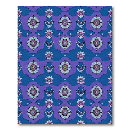 Fabulous Blue Purple Floral Medallion Rug