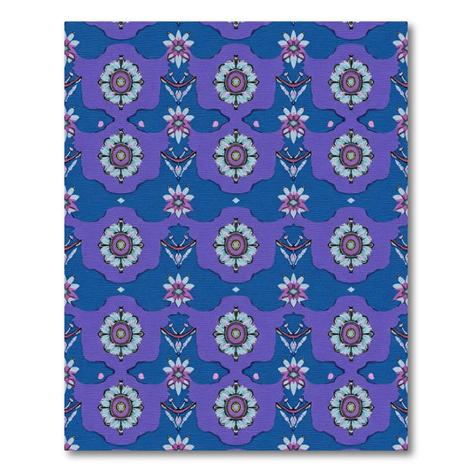 Fabulous Blue Purple Floral Medallion Rug