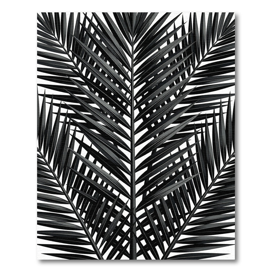 Elegant Black Palm Frond Pattern Rug