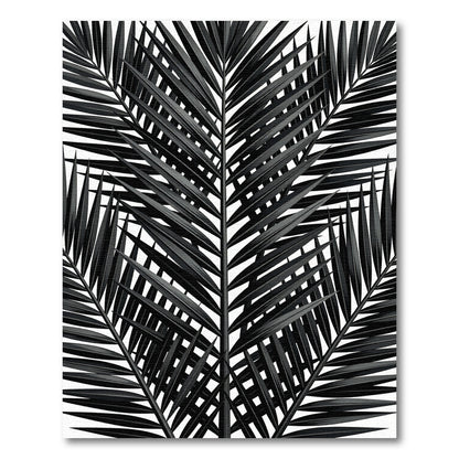 Elegant Black Palm Frond Pattern Rug
