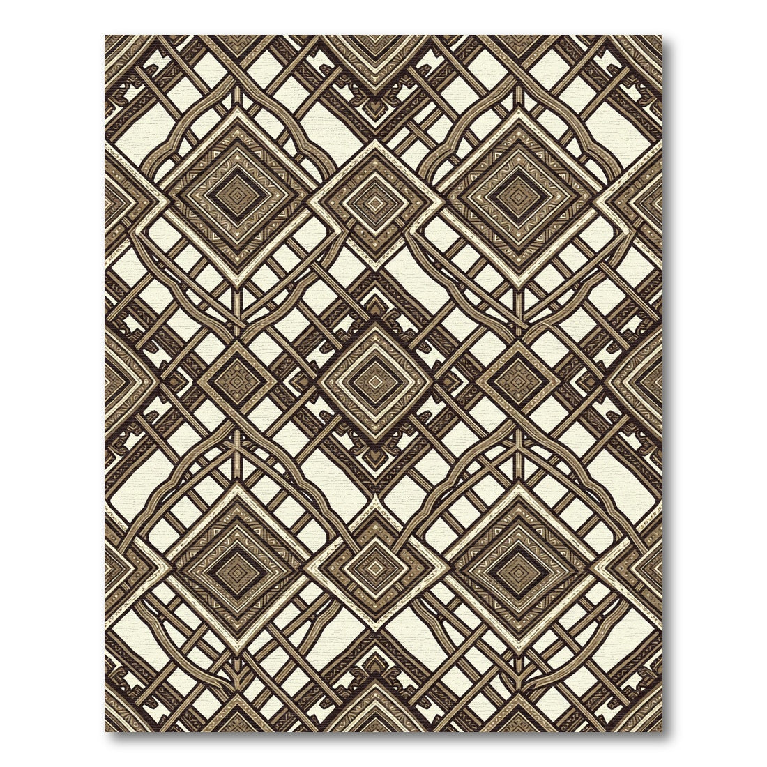 Vintage Beige Geometric Lattice Rug