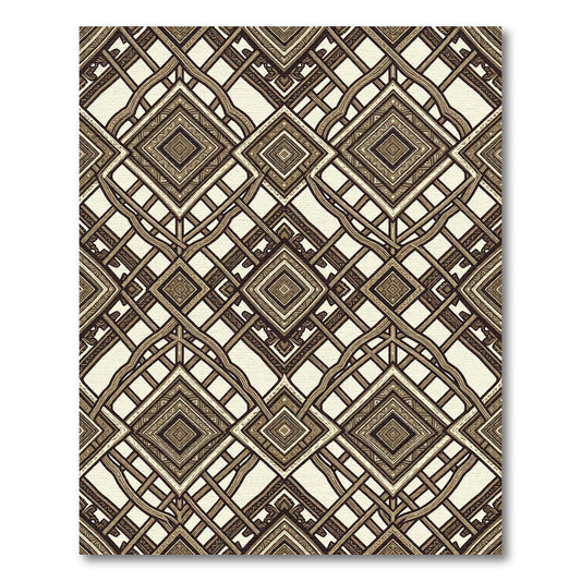 Vintage Beige Geometric Lattice Rug