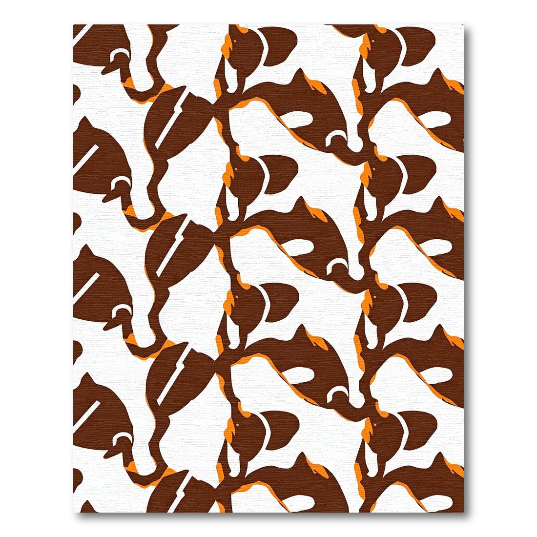 Brown White Orange Fish Swirl Rug