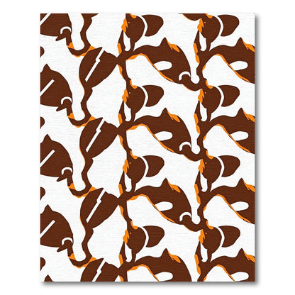 Brown White Orange Fish Swirl Rug
