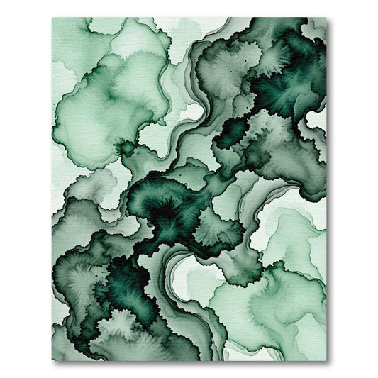 Deep Emerald Abstract Flowing Waves Rug